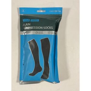 Plain Compression Socks 1 Pair Unisex Black Rymora Size Large 11.5-14 US Shoe Sz